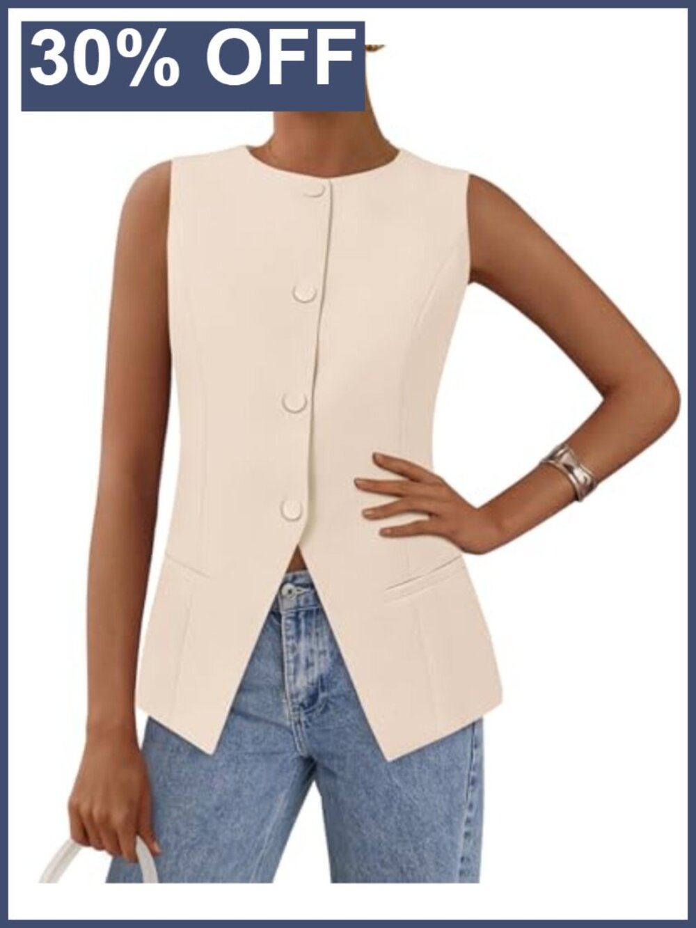 Women's Tailored Suit Vest Business Casual Sleeveless Button Down Top